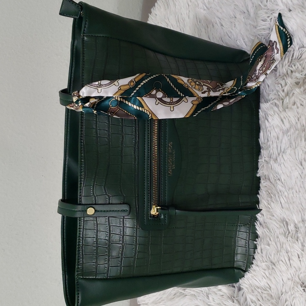 Croc Embossed Tote with scarf